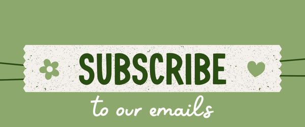 Banner with 'Subscribe to our emails' text on a green background above the text box to enter your email.