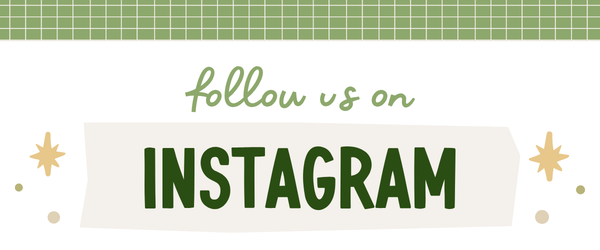 Call to action for following on Instagram with decorative elements on a white background.